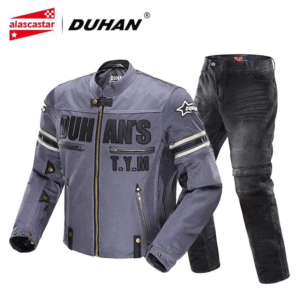 

DUHAN Motorcycle Jacket Men Motorcycle Pants Breathable Mesh Racing Riding Chaqueta Moto Jacket Body Armor Motorcycle Clothing