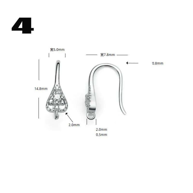 1 пара, 925 пробы, серебро, AAA, циркон, проложили серьги, крючки, мульти дизайн, необычные, для женщин, для ушей, проволока, застежки, сделай сам, ювелирное изделие