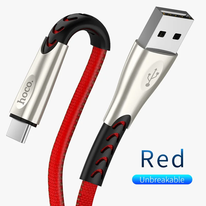 HOCO usb type-C кабель UBS-C 3,1 A кабель для быстрой зарядки USB type-C кабель для синхронизации данных для мобильного телефона samsung Xiaomi huawei - Цвет: Красный