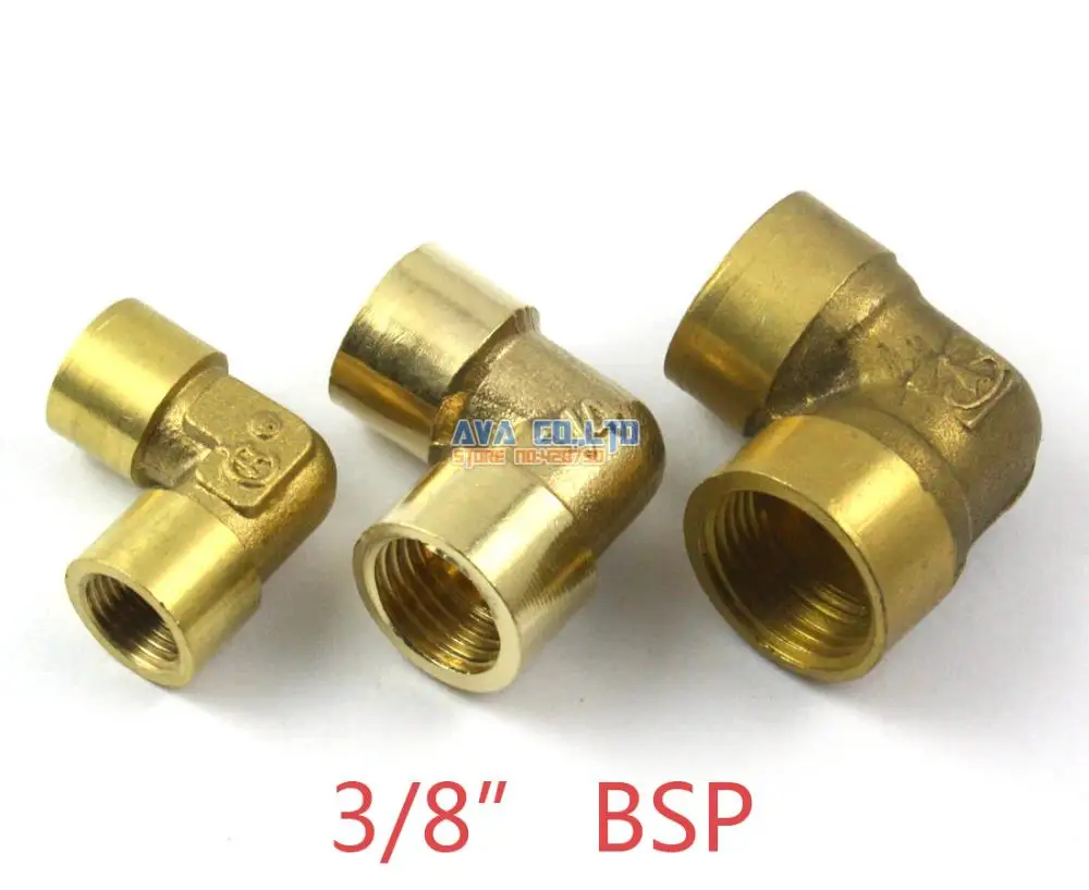 5 Pieces Brass 3/8" BSP Female Elbow Pipe Fitting Fuel Air Gas Water