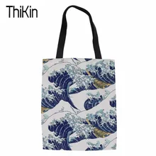 THIKIN Для женщин сумки модные сумки из натуральной кожи холст малых волн Хокусай печатных женские сумки через плечо сумка-тоут парусиновые сумки для покупок