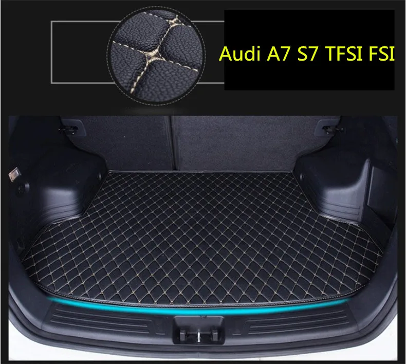 

Auto Cargo Liner Trunk Mats For Audi A7 S7 TFSI FSI 2011-2017 Boot Mat High Quality New Embroidery Leather mats Free shipping