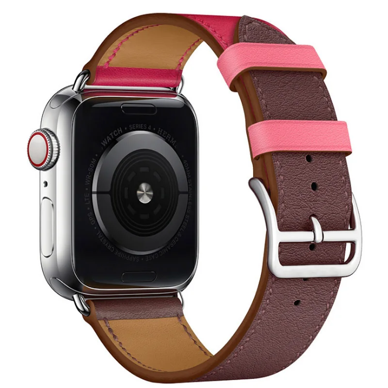 Genuine Leather Watch Strap For Apple Watch Series 4 Wrist Band Colorful Single Tour Bracelet For Apple Series 1 2 3 Watchbands Genuine Leather Watch Strap For Apple Watch Series 4 Wrist Band Colorful Single Tour Bracelet For Apple Series 1 2 3 Watchbands