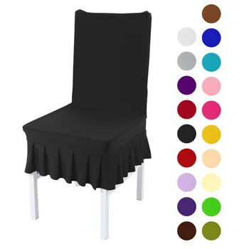 

Solid Ruffled Chair Cover Spandex Stretch Elastic Seats Slipcover Removable Washable For Wedding Banquet Dining Room Hotel Party