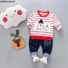 

Children Clothing cartoon Set bear Baby clothes stripe Kids spring summer Boy Outfit Sports Suit Set 1-4T Girls Suit Clothes B02