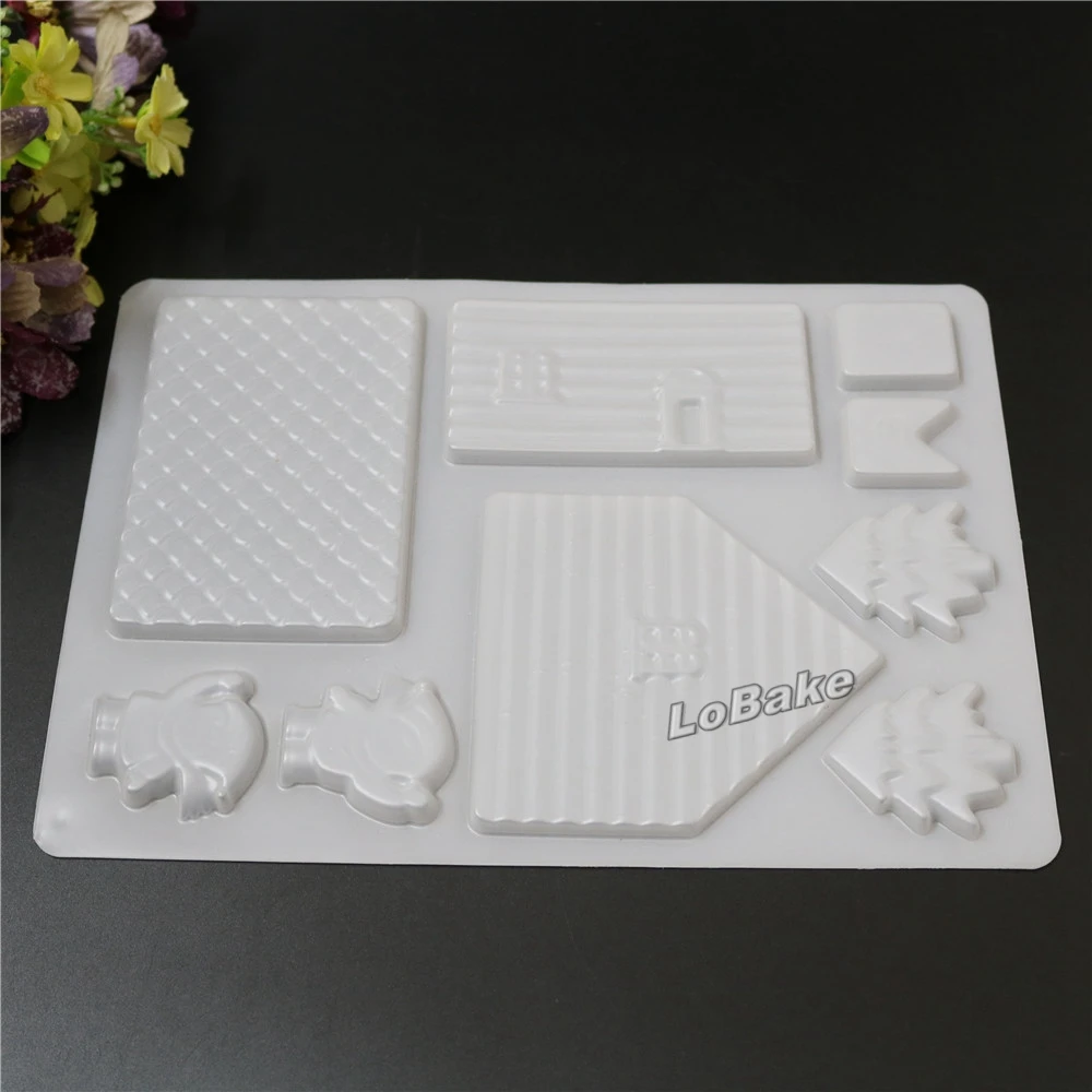 (5pcs/lot) 3d chocolate house molds PP plastic chocolate mold pudding