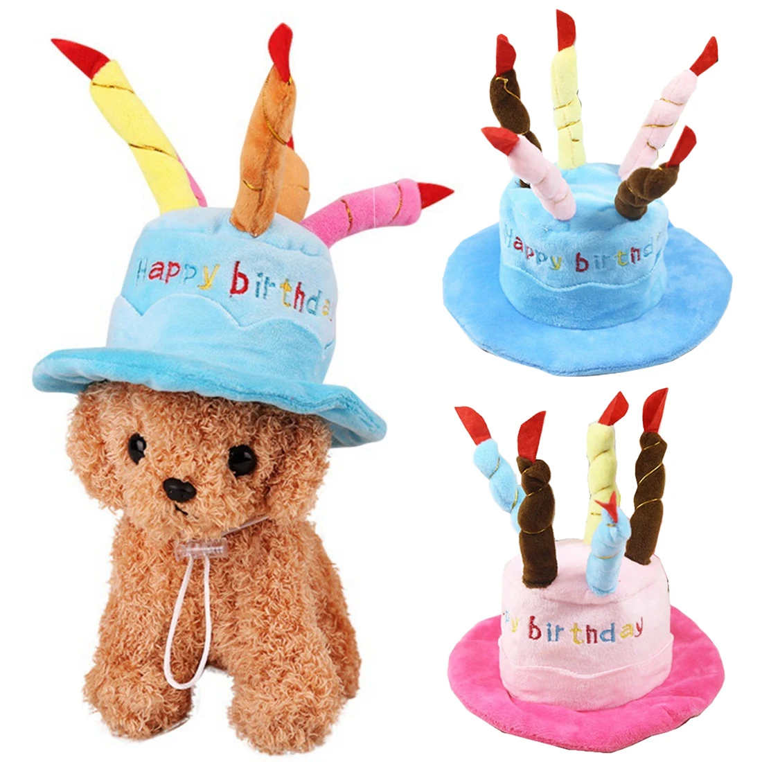 Dog Birthday Caps Cute Caps For Dogs Pet Cat Hat with Cake Candles