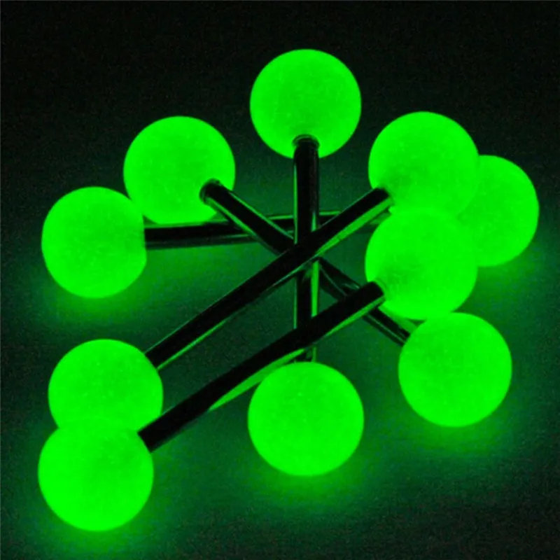 10Pcs/set Surgical Steel Tongue Stud Cartilage Ear Bone Studs Luminous Acrylic Ball Nipple Lip Eyebrow Piercing Body Jewelry
