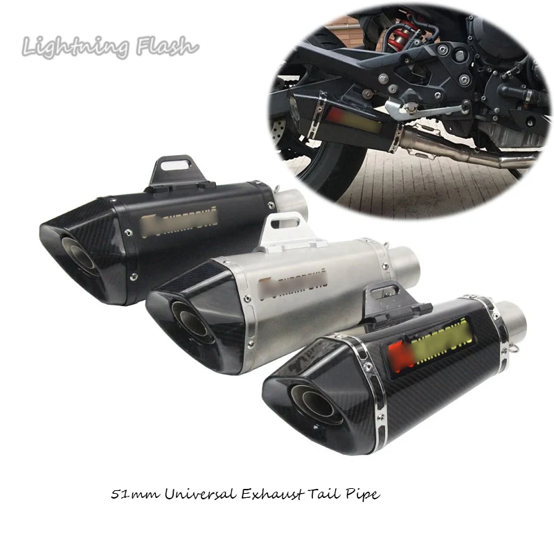 

Universal Motorcycle Dirt Bike Exhaust Escape Modified Motorcycle Exhaust Tip Pipe Stainless Steel+Carbon Fiber With DB Killer