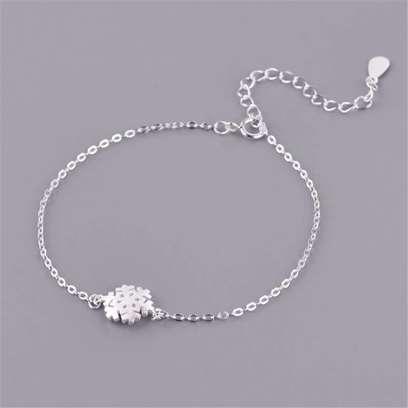 

Adjustable Chain 925 Sterling Silver Snowflake Charm Bracelets & Bangle For Women Gift Femme Fashion Prevent Allergy sl007