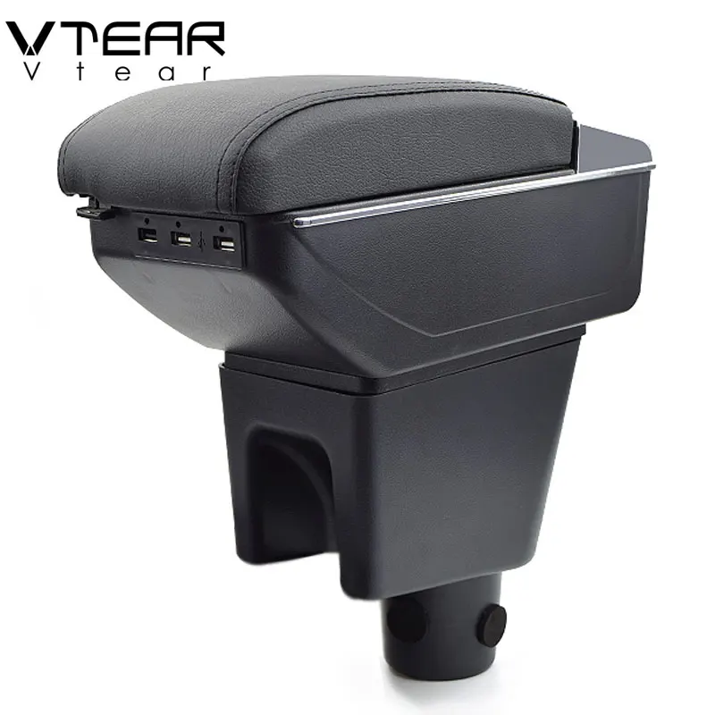 

Vtear For Proton FLX/FL/BLM armrest box USB Charging heighten Double layer central Store content cup holder ashtray accessories