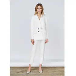 Куртка + белый Брюки для девочек Бизнес Для женщин Костюмы пиджак офис Для женщин форма женская зимняя Костюмы Формальное Двойной Брестед 2