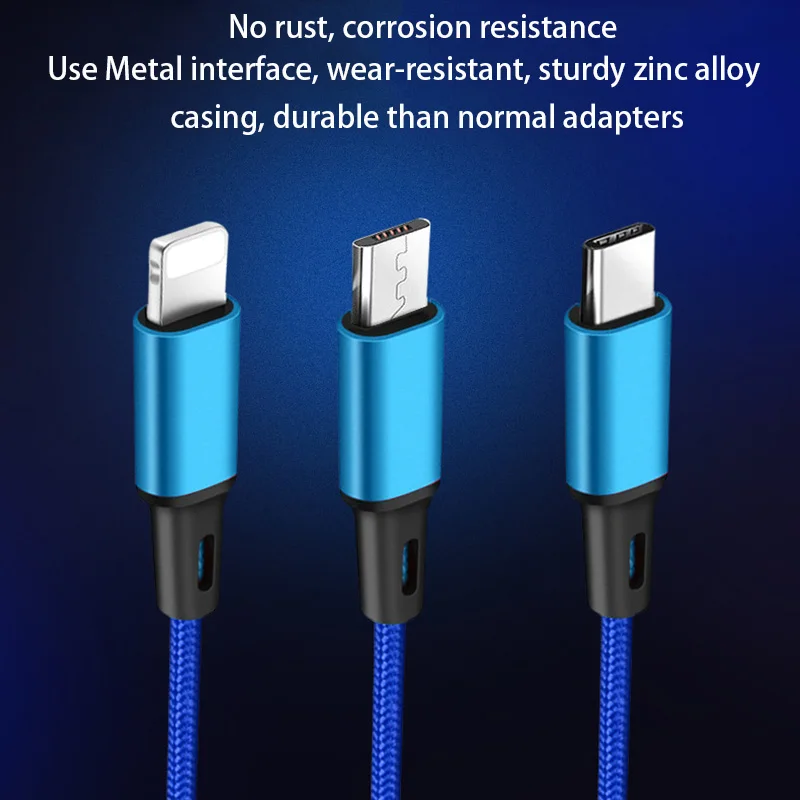 3 в 1 USB кабель type C 8Pin Micro USB кабель для iPhone 8 XS X 7 6 6S Plus samsung Nokia USB зарядное устройство зарядный шнур