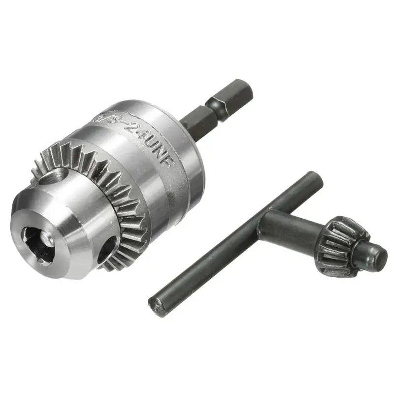 

0.6-6mm Drill Bits Drill Chuck Adapter Converter Quick Change Hex Shank with Key Convert Impact Driver Woodworking Power Tool