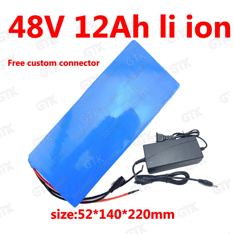 

GTK customize 48V 12ah lithium ion battery BMS 18650 48v li ion battery for 48v 1500W ebike scooter Folding bicycle +3A charger