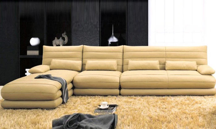 Egyptian Living Room Furniture High Quality Cow Top Graded Genuine Leather Sofa L