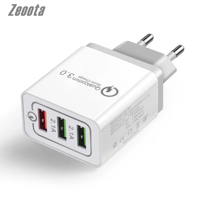 Special Price Zeoota 3USB QC3.0 Quick Charge Adapter Wall Charger Plug Mobile Phone Charger Travel Charger for Smartphone Tablet Universal