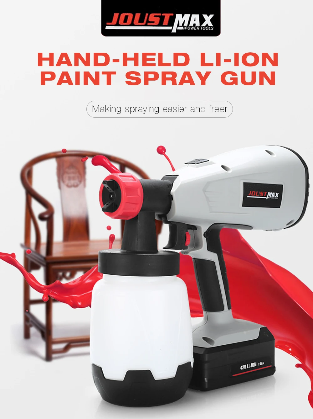 Pistolet De Rechange Pour Pistolet à Peinture Earlex Prise Rechargeable de l'ue de pistolet de jet à haute pression de 42V Li  Ion 900 ml/Min de pulvérisation de peinture de Surface de meubles de Latex  de mur d'écoulement | AliExpress