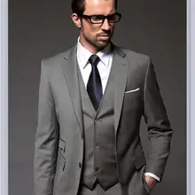 Мужской костюм с двумя пуговицами, с отворотом, серый костюм, 4 предмета, Terno Masculino(куртка+ штаны+ жилет), Официальный высококачественный величественный костюм для жениха