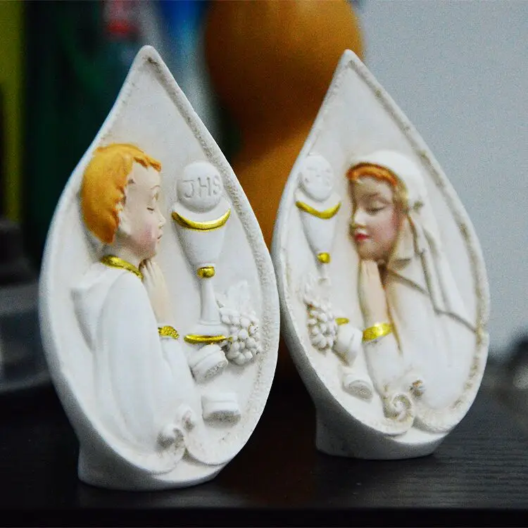 Силиконовые формы помадка формы евхаристические мальчик и девочка молиться 2D свечи формы для украшения торта