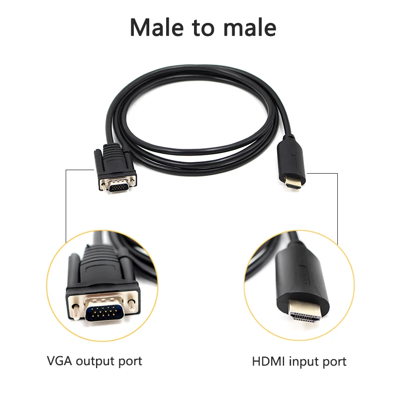HDMI к VGA кабель Мужской hdmi2vga конвертер декодер адаптера hdmi vga 1080P совместимый