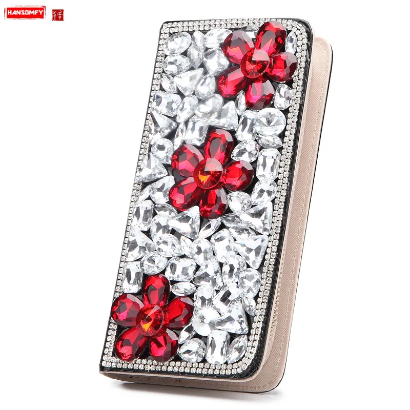 

New luxury fashion women wallet female long section crocodile pattern diamonds card holder coin purses phone clutch bag wallets