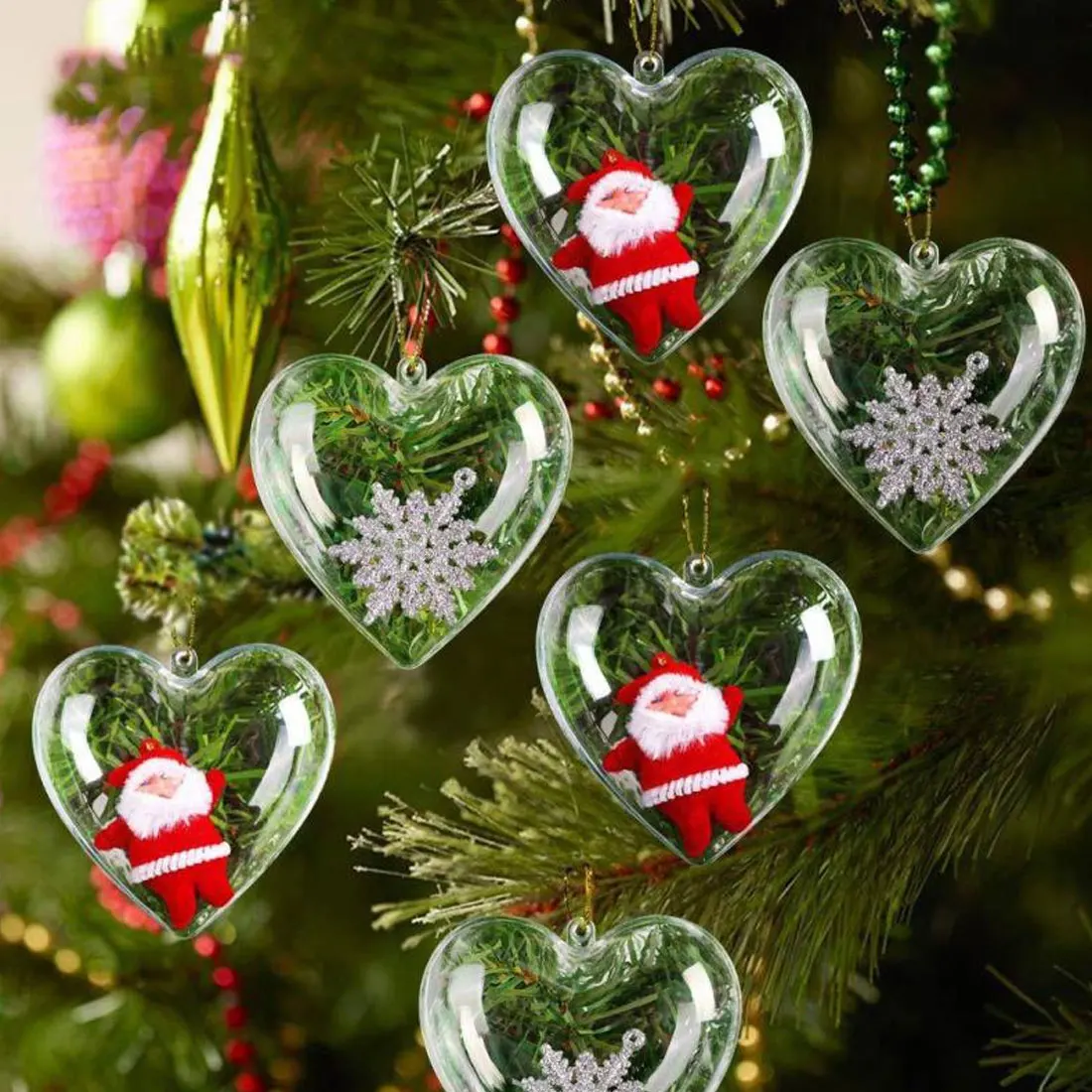 

Party Supplies Flower Preservation Container Transparent Plastic Hollow Heart Shape Ball Candy Box for Christmas Tree Hanging