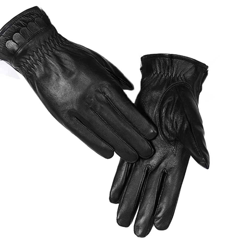 Joolscana зима Перчатки женские кожаные Перчатки новые модные брендовые натуральная кожа черный Перчатки осень хороший подарок для женщин