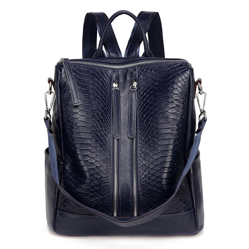 ZENCY 100% Genuine Leather Alligator Women Cowhide Classic Deign American Style Fashion Crocodile Women's Backpacks Designer Bag 