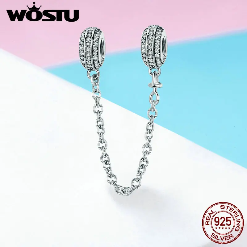 Günstige WOSTU Mode Echt 925 Sterling Silber Dazzling Runde Stein Charms fit Armband Halskette Original Bead Schmuck Machen CQC812