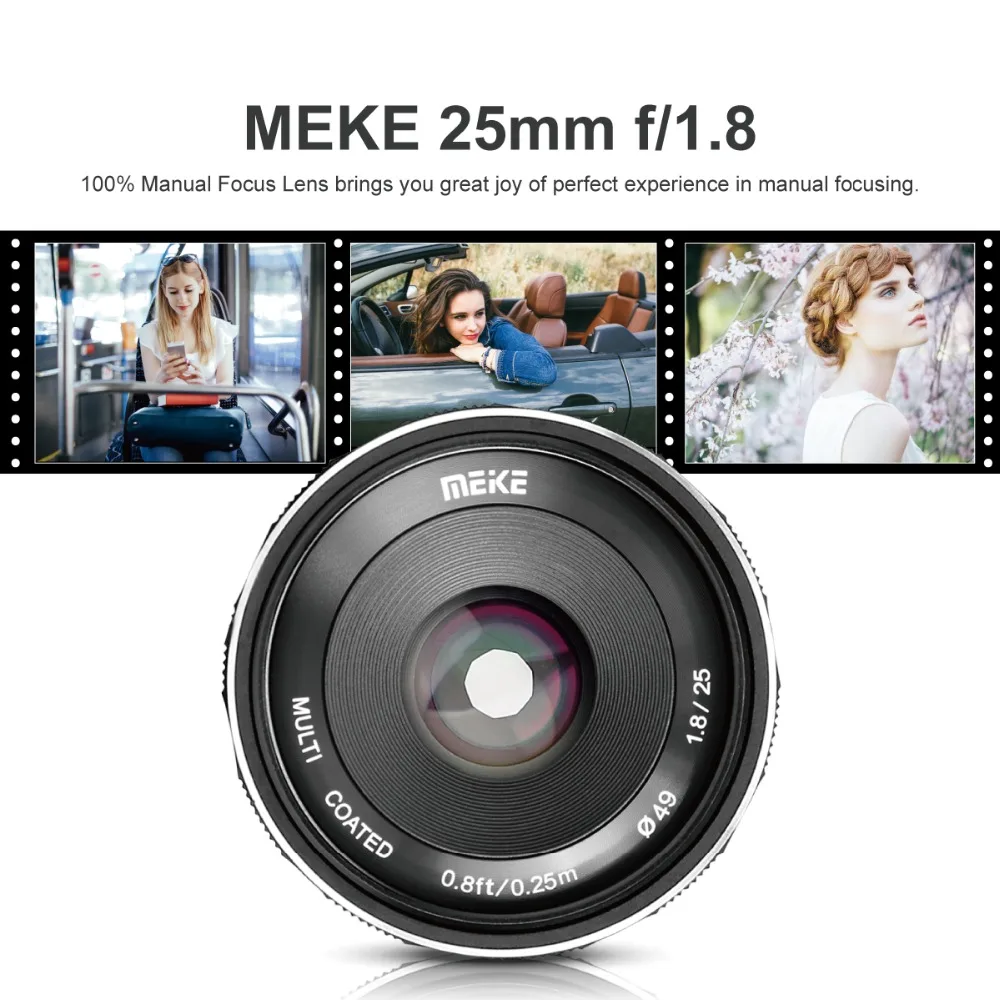 Meike 25 мм F1.8 APS-C широкоугольный объектив Ручной фокус для SONY E mount Fujifilm X mount Nikon Panasonic Olympus M4/3 камера A7 A7RIII