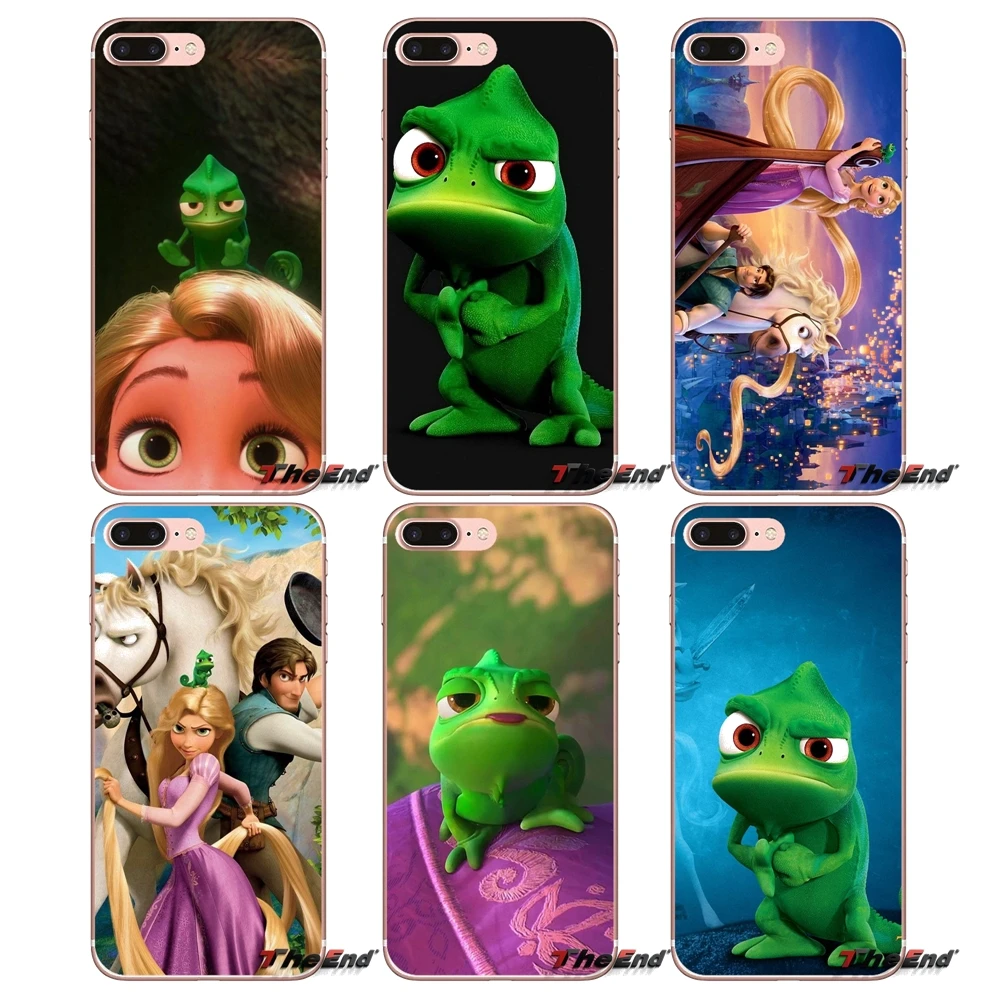 

For iPhone X 4 4S 5 5S 5C SE 6 6S 7 8 Plus Samsung Galaxy J1 J3 J5 J7 A3 A5 2016 2017 Tangled Rapunzel Chameleon Pascal TPU Case