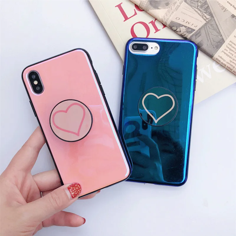 

Mr.orange Laser Lover Heart Phone case Telescopic Finger Stand Holder 2 in 1 Cover For iPhone 7 8 Plus Phone Holders & Stands