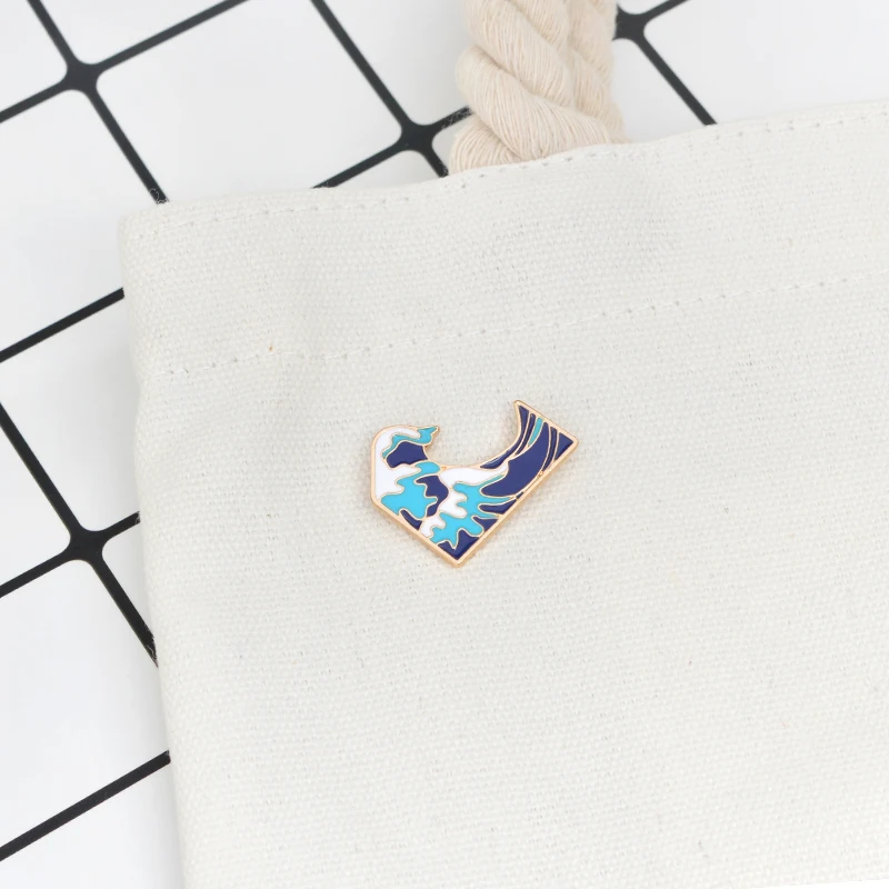 Cool Summer Holiday Ocean jewelry Blue Sea wave brooch Men women clothing backpack bag accessories Pins For Gift