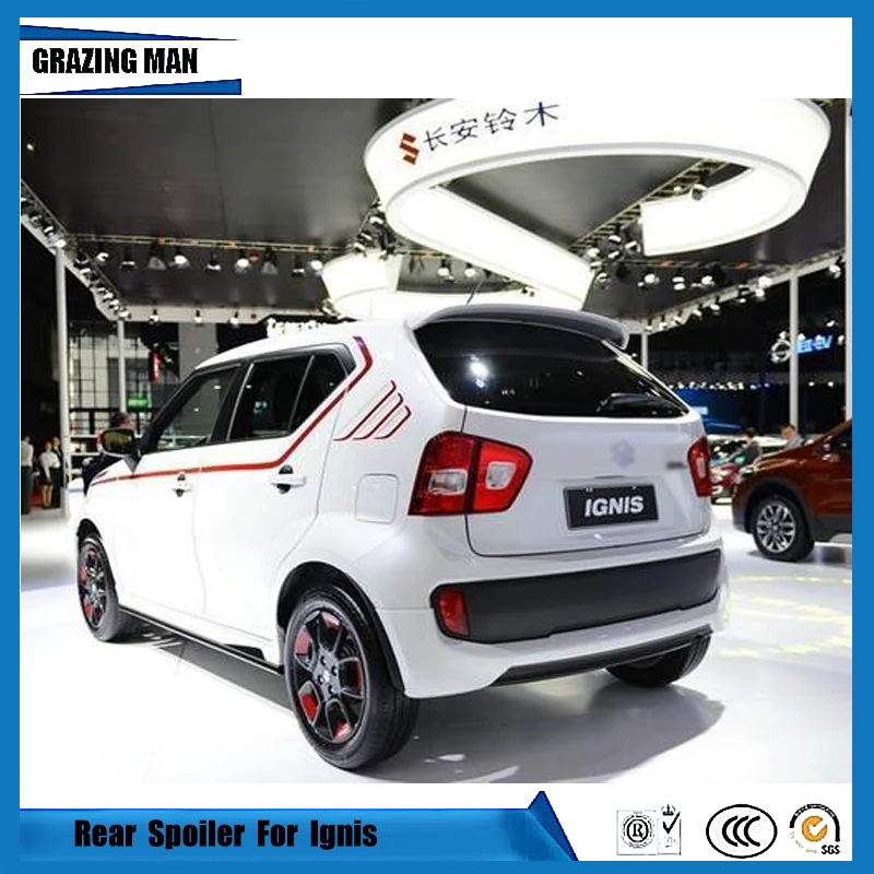 Painted ABS Primer Black White Balck Car Rear Roof Wiper Trunk Front Body  Lip Spoiler For SUZUKI Ignis 16 17 18 2016 2017 2018
