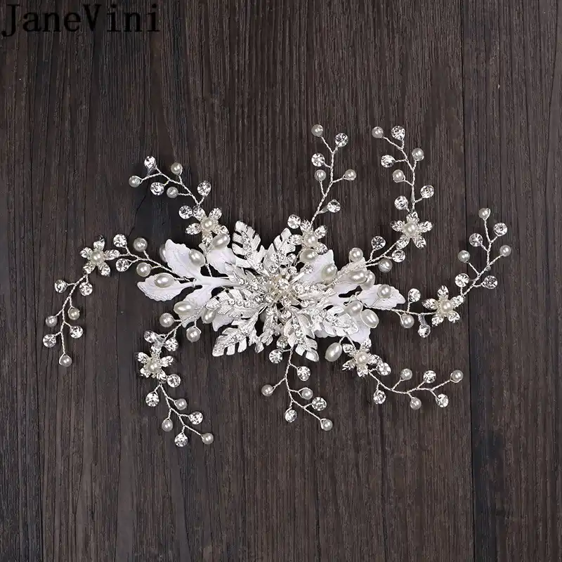 Janevini Korejskie Shpilki Dlya Svadebnoj Pricheski Serebryanogo Lista Vypusknogo Vechera Nevesty Aksessuary Dlya Volos Nevesty Hrustalnyj Zhemchug Svadebnyj Golovnoj Ubor Dlya Zhenshin Aliexpress