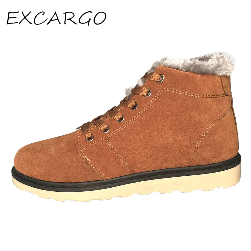 

EXCARGO Winter Warm Shoes Men Snowboots Plush Comfortable Martin Boots 2019 New Male Fur Warm Snow Boots Ankle Boot For Men