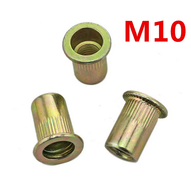 

Free shipping 50 pieces Flat Head Metric Steel M10 Blind Insert Rivet Nut Rivnut Freeship