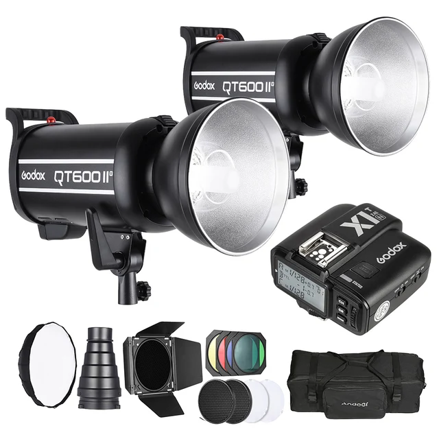 Godox Studio Light Photography Kit Set with 2 * Godox 600W Strobe Flash