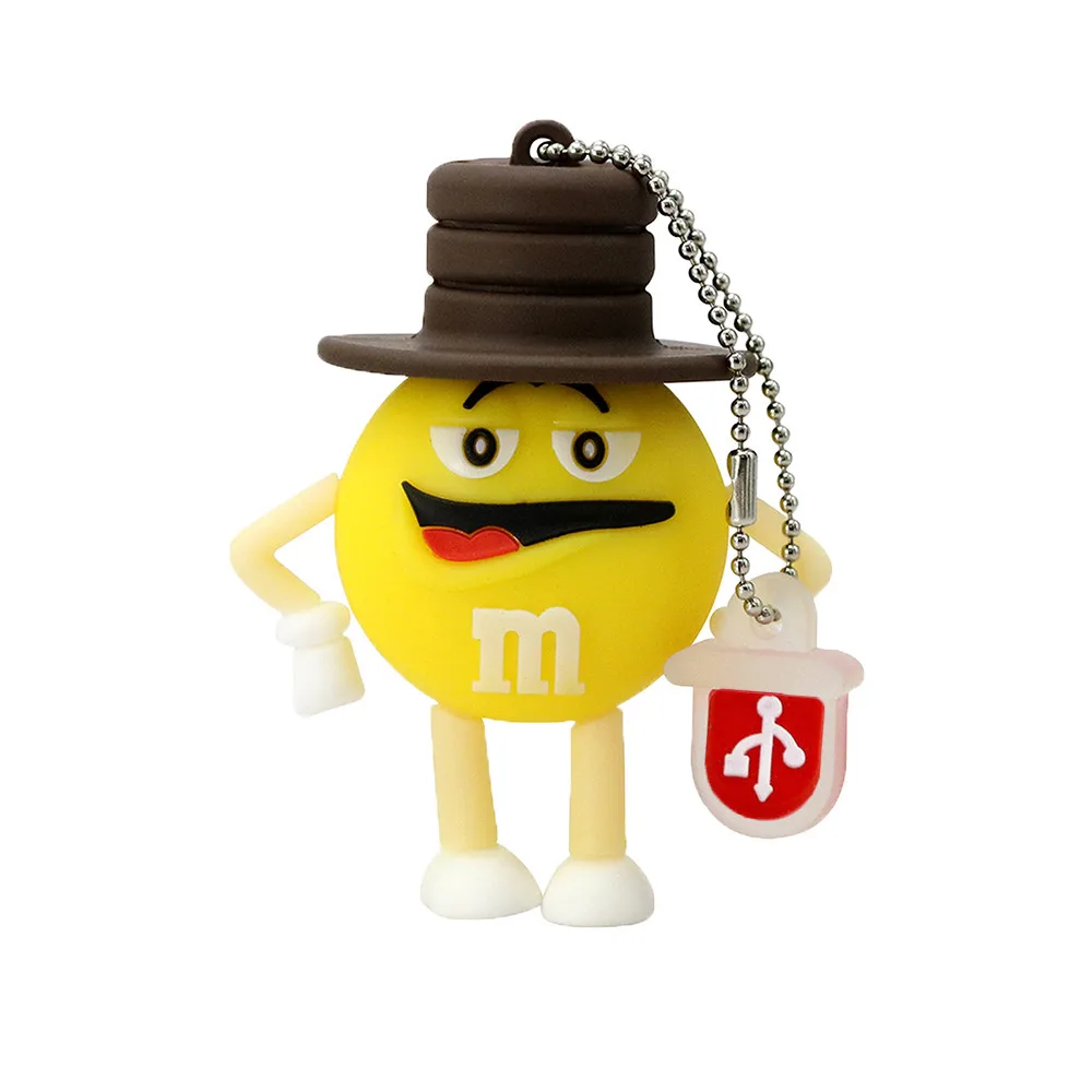 Супер милый USB 2,0 мультфильм шоколад M& M радужные бобы USB флеш-накопитель 4 ГБ 8 ГБ 16 ГБ 32 ГБ 64 ГБ Флешка флеш-карта памяти подарки - Цвет: Yellow