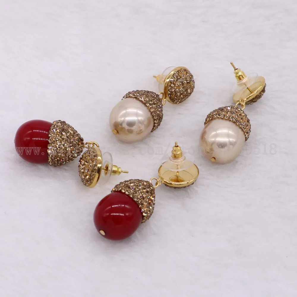 5 пар, элегантные серьги с бусинами, проложенные стразы, простой стиль, серьги-капли, смешанные цвета, ювелирные изделия с драгоценными камнями 2261