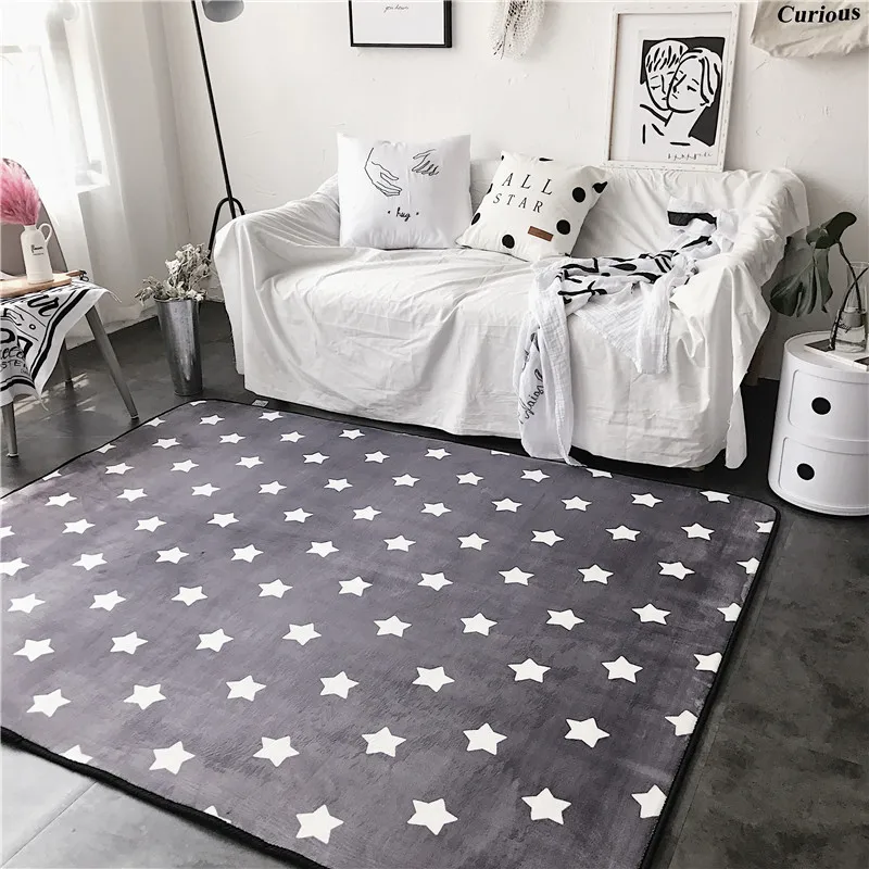 Модный мягкий серый коврик для гостиной, спальни, ванной комнаты, с милыми звездами, коврик для йоги, игры в лагерь, декоративный ковер