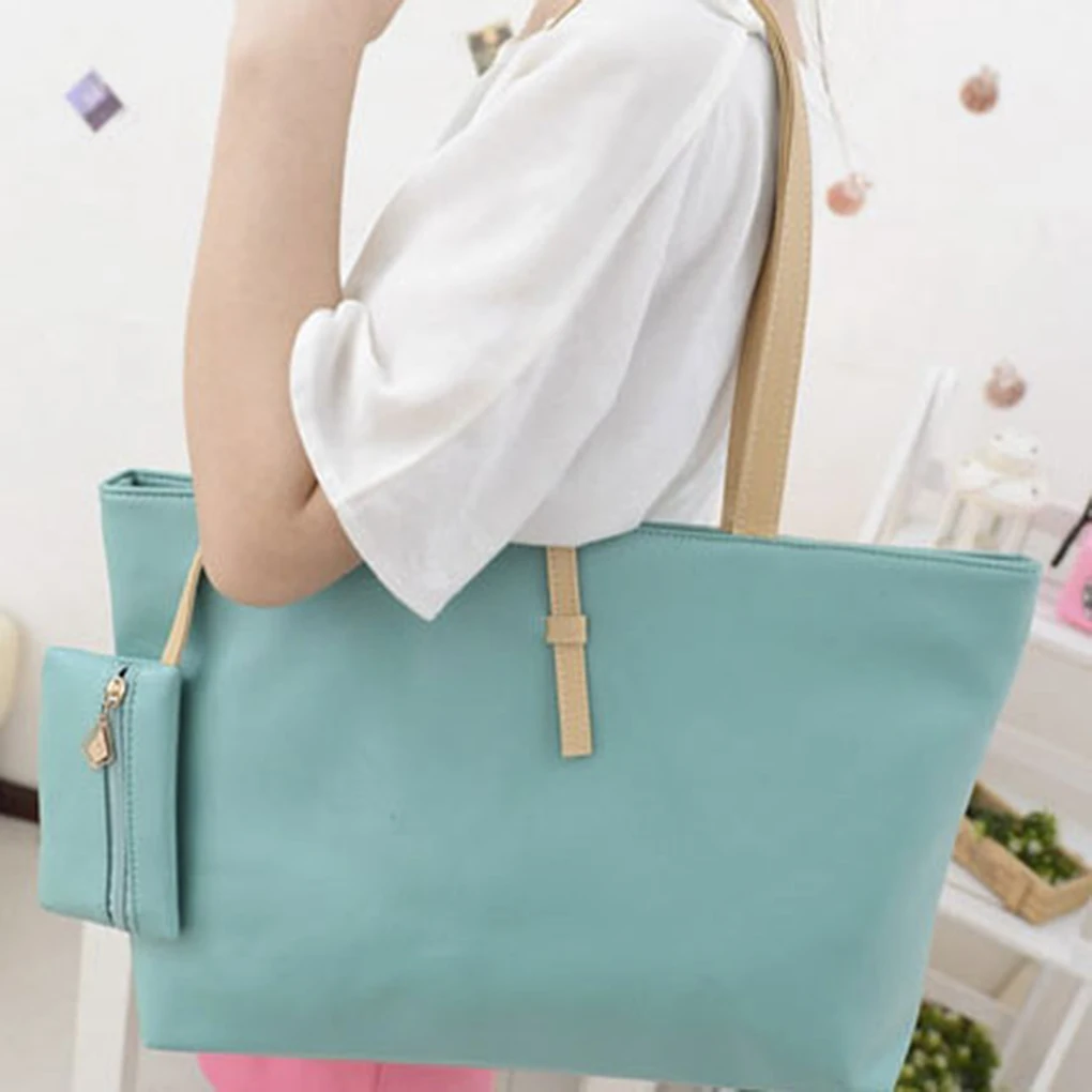 

Women Handbag Korean Version Of The Belt Buckle Solid color Tote Shoulder Bag