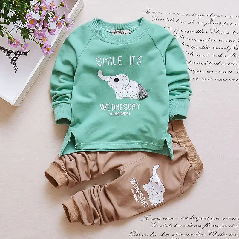 

Baby Boy Clothes 2019 Fashion Cotton Cartoon Elephant Long Sleeved Tops+Pants 2PCS Kids Bebes Jogging Suit Newborn Tracksuit Set