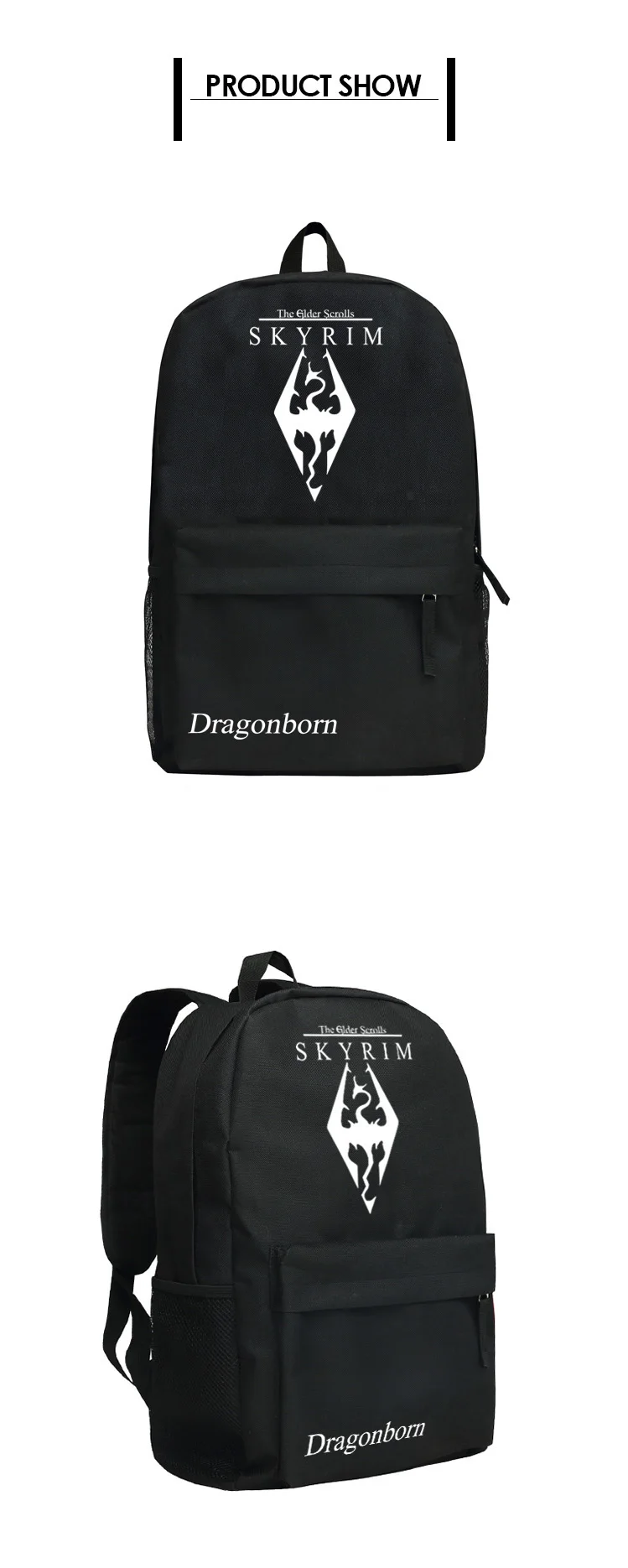 Black Oxford The Elder Scrolls V Skyrim Backpack NagaiKei IBM Shoulder Bags (7)
