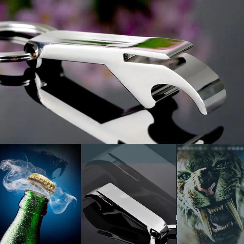 

2pcs Portable Aluminum Alloy Key Ring Keychain Bottle Opener Beer Opener E2S