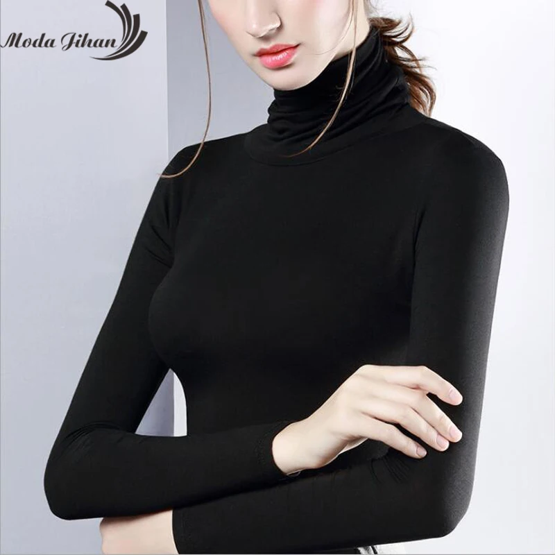 Moda Jihan Women's Shirts Long Sleeve Folded Slim Tops Turtle Neck Plus Size Elegant Ladies Bottoming Shirts Slimming Moda Jihan Women's Shirts Long Sleeve Folded Slim Tops Turtle Neck Plus Size Elegant Ladies Bottoming Shirts Slimming