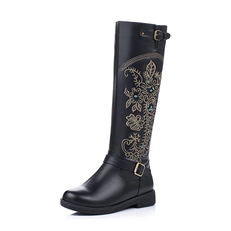

Autumn and winter in Europe and the United States a new rough with the party with the zipper embroidery buckle female boots