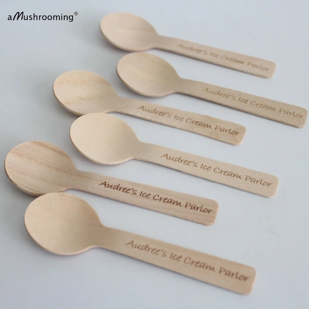 Wooden Spoons Laser Engraved Mini Spoons for Handmade Desserts
