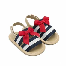 Новая летняя обувь для маленьких девочек; сандалии для маленьких девочек с красным бантом и темно-синей полоской; детская обувь; сандалии для малышей; обувь для младенцев; Детские ботиночки; Niechodki